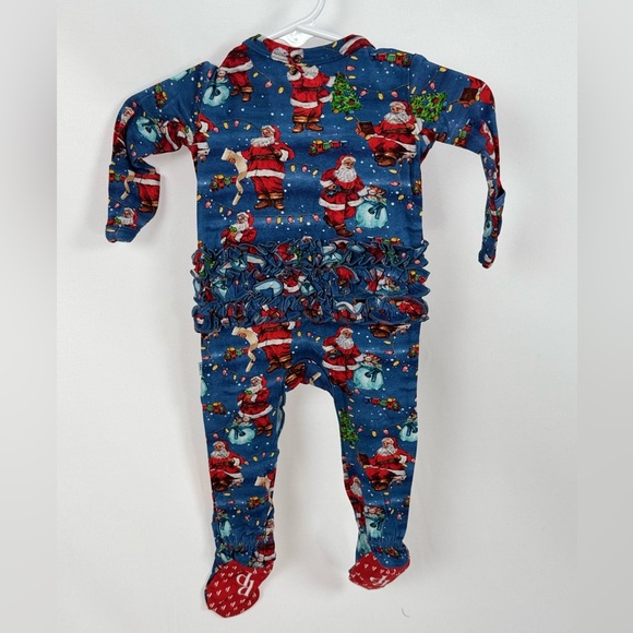 Posh‎ Peanut Santa Claus Footie Zippered One Piece Bamboo Sz NB Newborn Ruffles - Picture 5 of 7